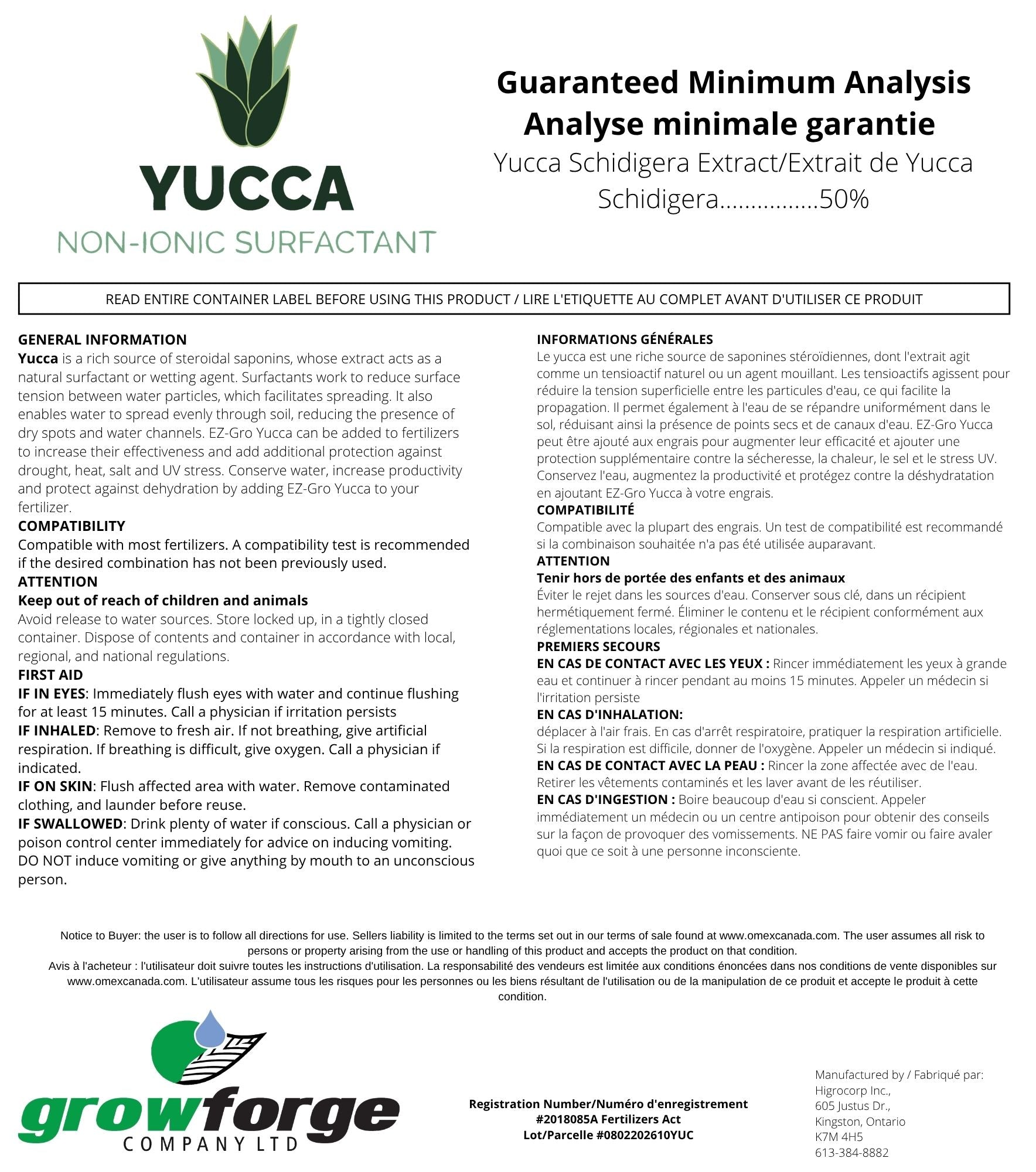 Yucca Non-Ionic Surfactant